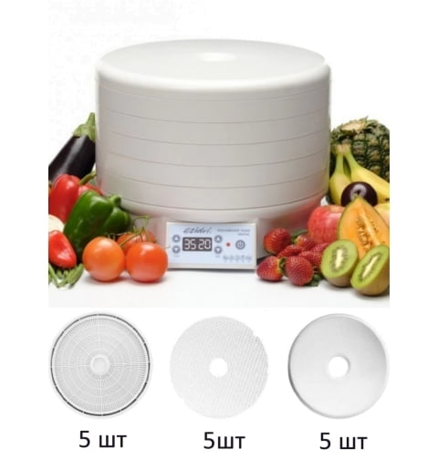 Сушилка для овощей Ezidri Snackmaker FD500 Digital Набор Изидри (5 поддонов, 1 сетка и 1 лист + 4 сетки и 4 листа)