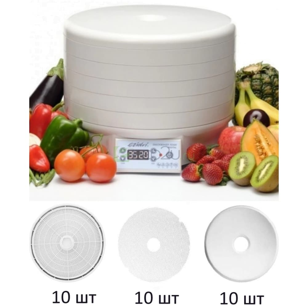 Сушилка для овощей Ezidri Snackmaker FD500 Digital Набор Изидри (5 поддонов, 1 сетка и 1 лист + 5 поддонов, 9 сеток и 9 листов)